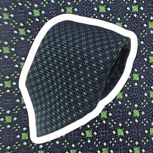 Sulka New York Geometric Tie Mens Abstract Green Navy Silk Paris London 56.2"
